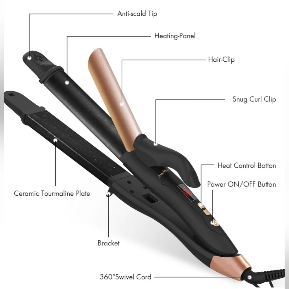 2 in 1 hair curler straightener